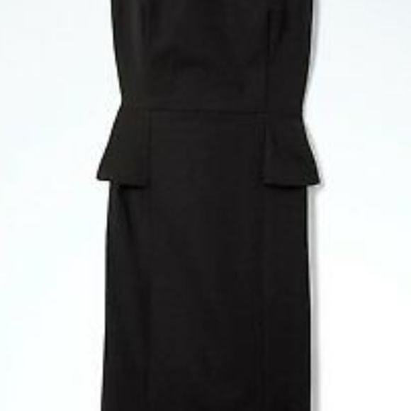 Black Bi-Stretch Sheath Dress with Peplum - Picture 6 of 6